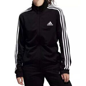 NEW Adidas Tricot Women's M 3-Stripe Black Full-Zip Track Jacket Polyester G1784